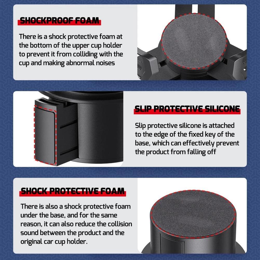 ABS Multifunction Universal Car Car Cup Holder Base Tray Stand Organizer 4-in-1