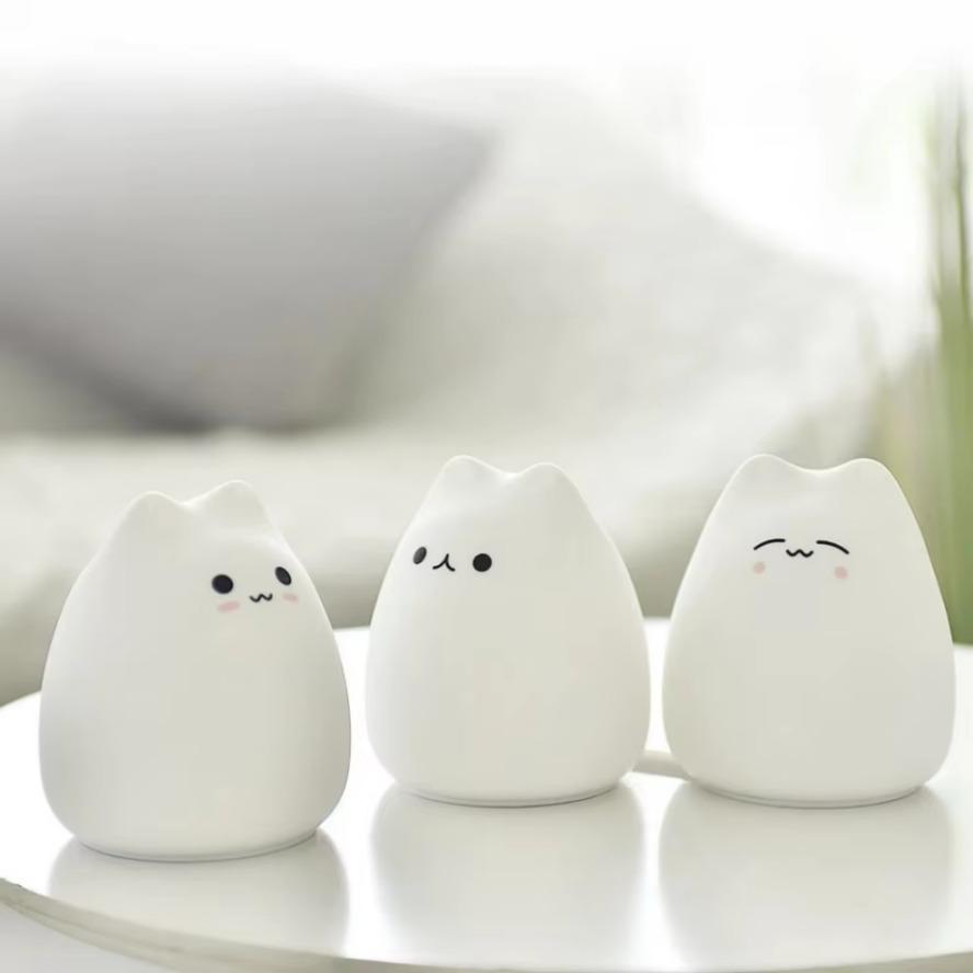 7 цветов, мягкий милый ночник в виде кошки, лампа для котенка, подарок на день рождения для детей, малышей и подростков, силиконовый ночник Kawaii, декор детской комнаты
