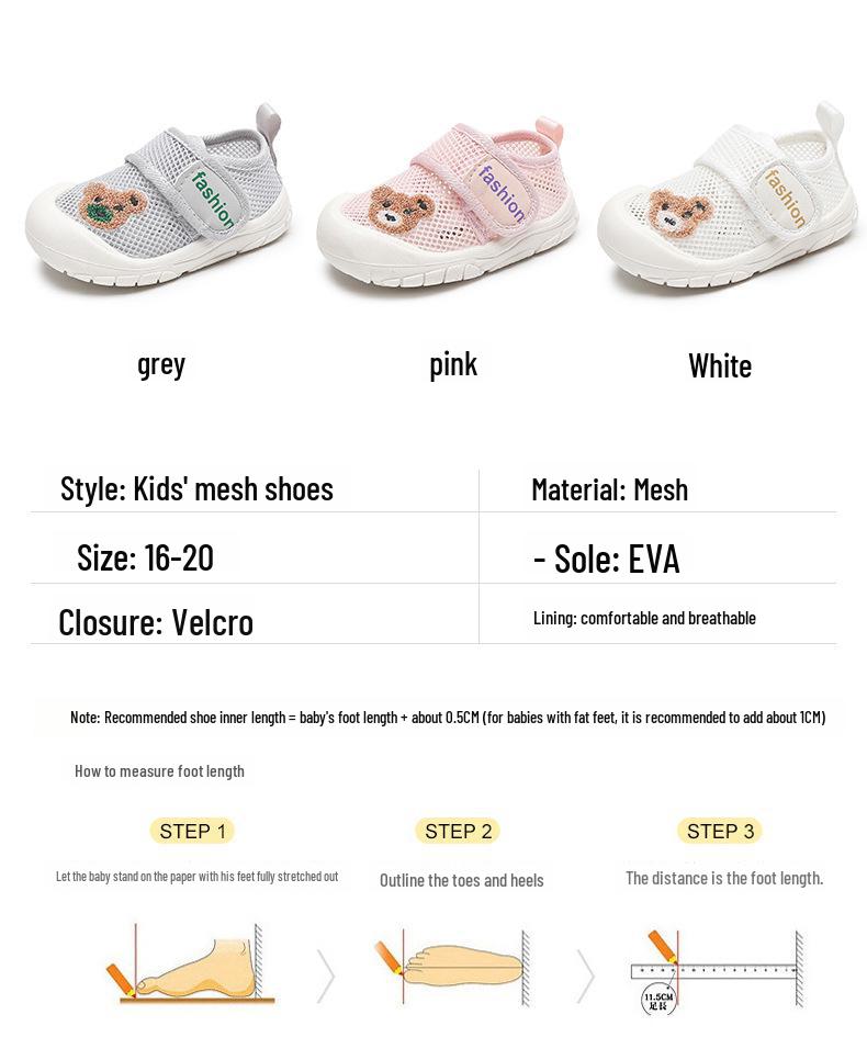 Breathable Mesh Summer Toddler Shoes for 1-2 Year Old Boys & Girls