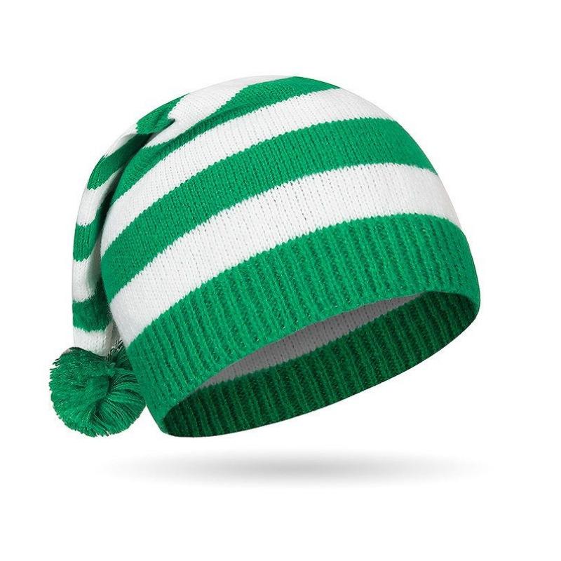 Kids Striped Knitted Beanies Soft Warm Winter Pompom Caps Christmas Party Santa Hats Knitting Hat For Girls Boys