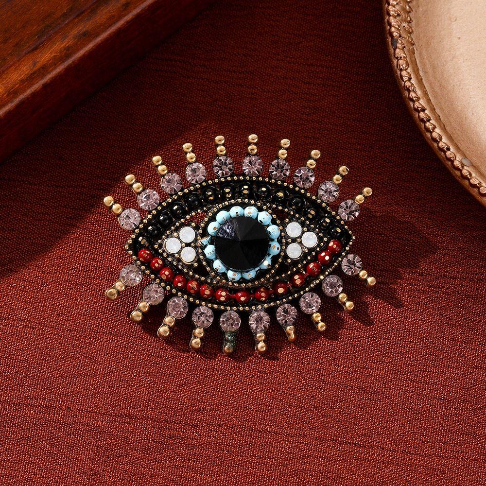 Decoration Luxury Badge Pin Crystal Pendant Rhinestone Eye Brooches Devil Eye Brooch Pin  Gifts