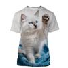 Summer Casual Short Sleeved T-shirt New 3D Plush Cat Fun Kitten Print Personalized Versatile T-Shirts