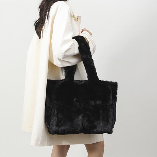 Пушистая сумка через плечо Женская плюшевая сумка Пушистая сумка-тоут Большой вместимости Меховой кошелек для повседневного использования