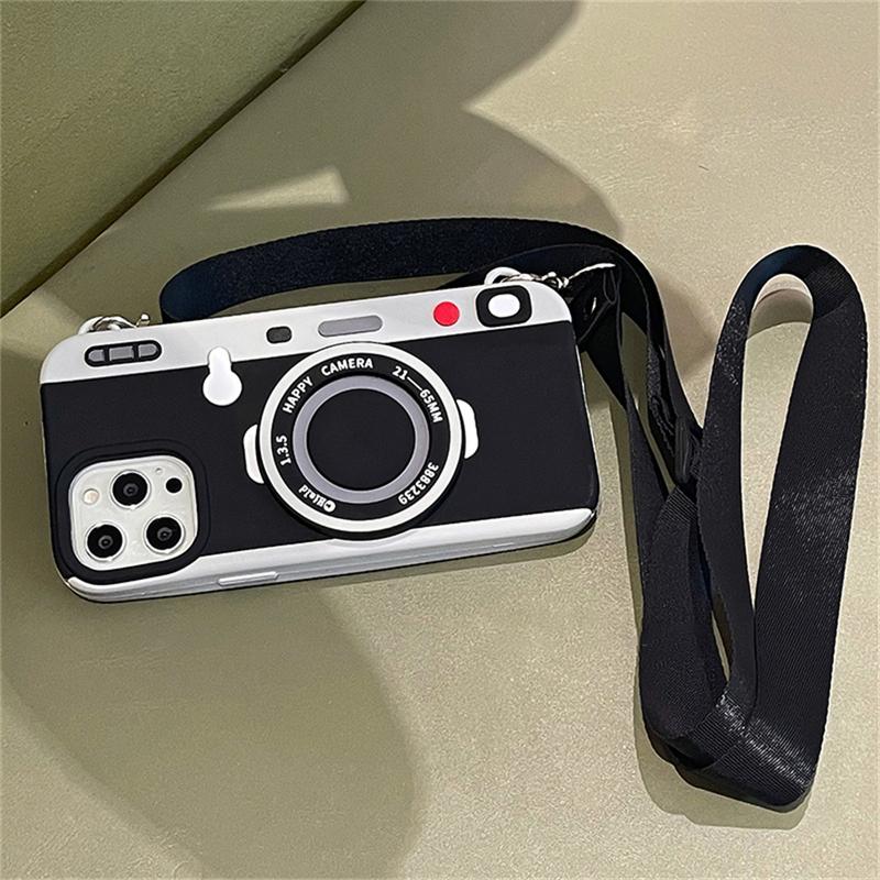 Роскошный чехол для телефона Ins с 3d камерой через плечо и веревкой для Iphone 14 13 12 11 Pro Max, милый силиконовый противоударный мягкий чехол Funda