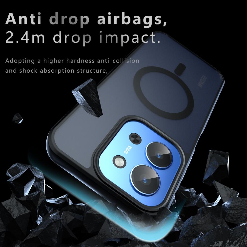 For POCO C85 Wireless Charging Magnetic Acrylic Matte Case For Redmi 15C 4G 5G Shockproof Transparent Cover Hard Bumper