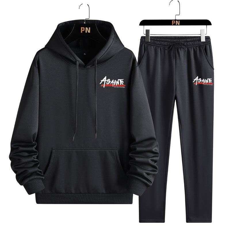 Мужской свитер с капюшоном, состоящий из двух частей, флисовый утеплитель, повседневный спортивный комплект с длинными рукавами, мужской комплект