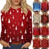 Women's Fashion Casual Christmas Printed Round Neck Long Sleeve Pullover Top