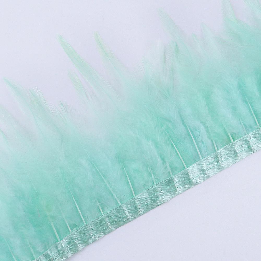 Feather4-6inch High Quality Chicken Feathers Trim Fringe 1meter Mint Green Rooster Feather Ribbon Wedding Dress Creative Crafts Plumes