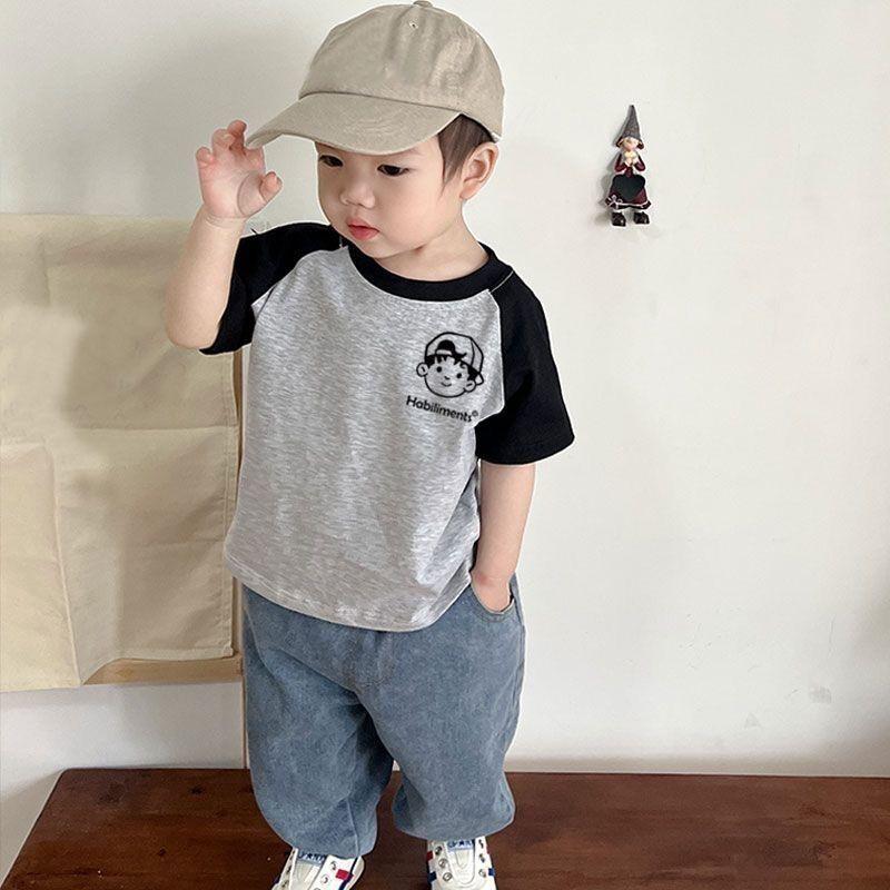 Boys Cotton Short Sleeve T Shirt Summer Loose Breathable Half Sleeve Top Baby Kids Undershirt