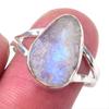 Кольцо из стерлингового серебра 925 пробы с натуральным радужным лунным камнем ручной работы S.8 G2q72