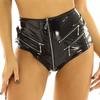 Sexy Faux Latex Mini Shorts Women High Waist Shiny Patent Leather Shorts Zip Ladies Wet Look Clubwear New Custom