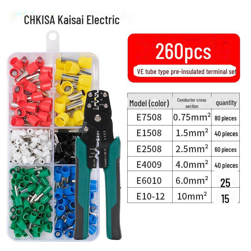 Комплект клемм холодного прессования VE: Ящик для хранения меди, соединители проводов, обжимные клещи, панель переключателей