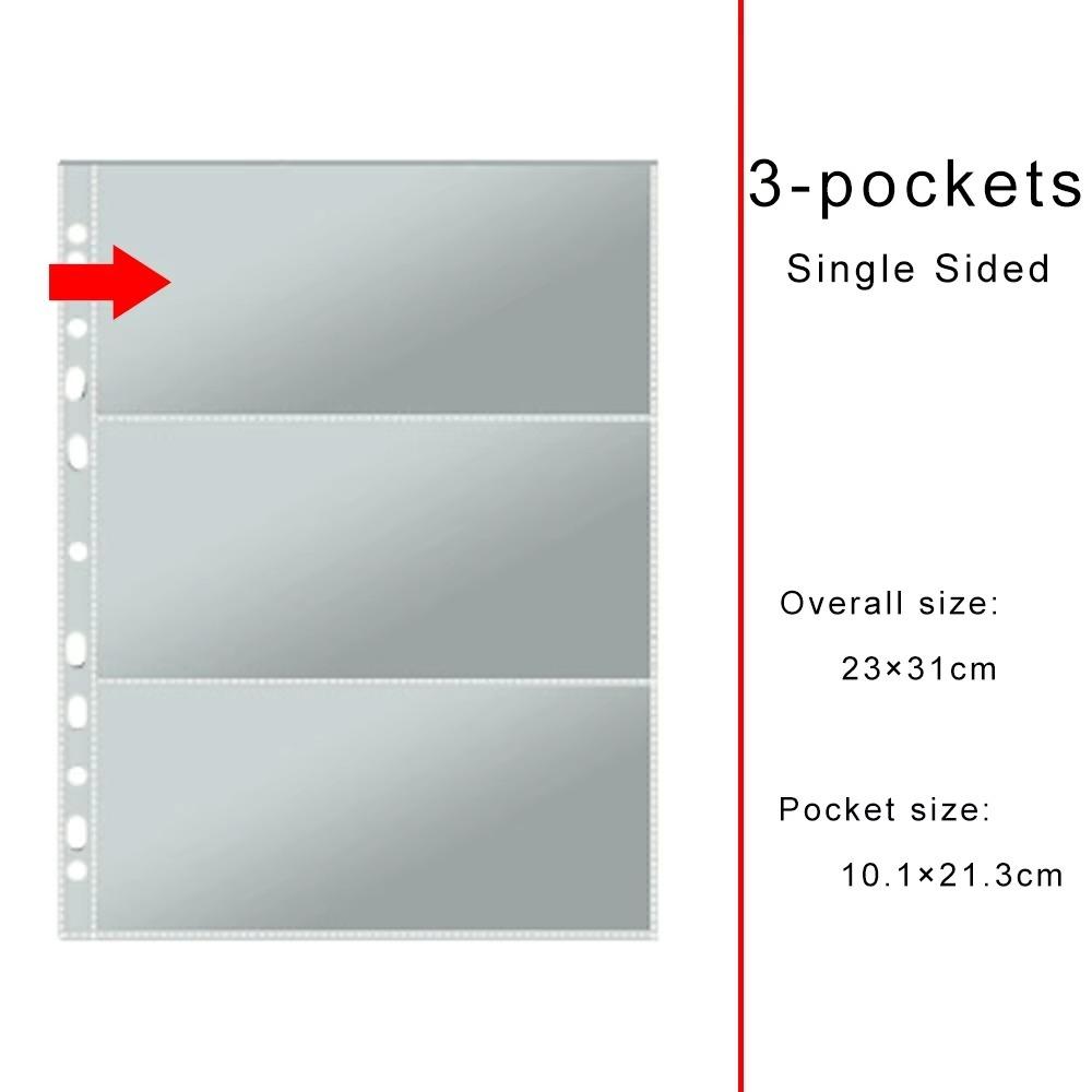 Binder Refill Clear Photo Album Pages A4 11-Hole Card Pages Multi-Pockets Inner Page