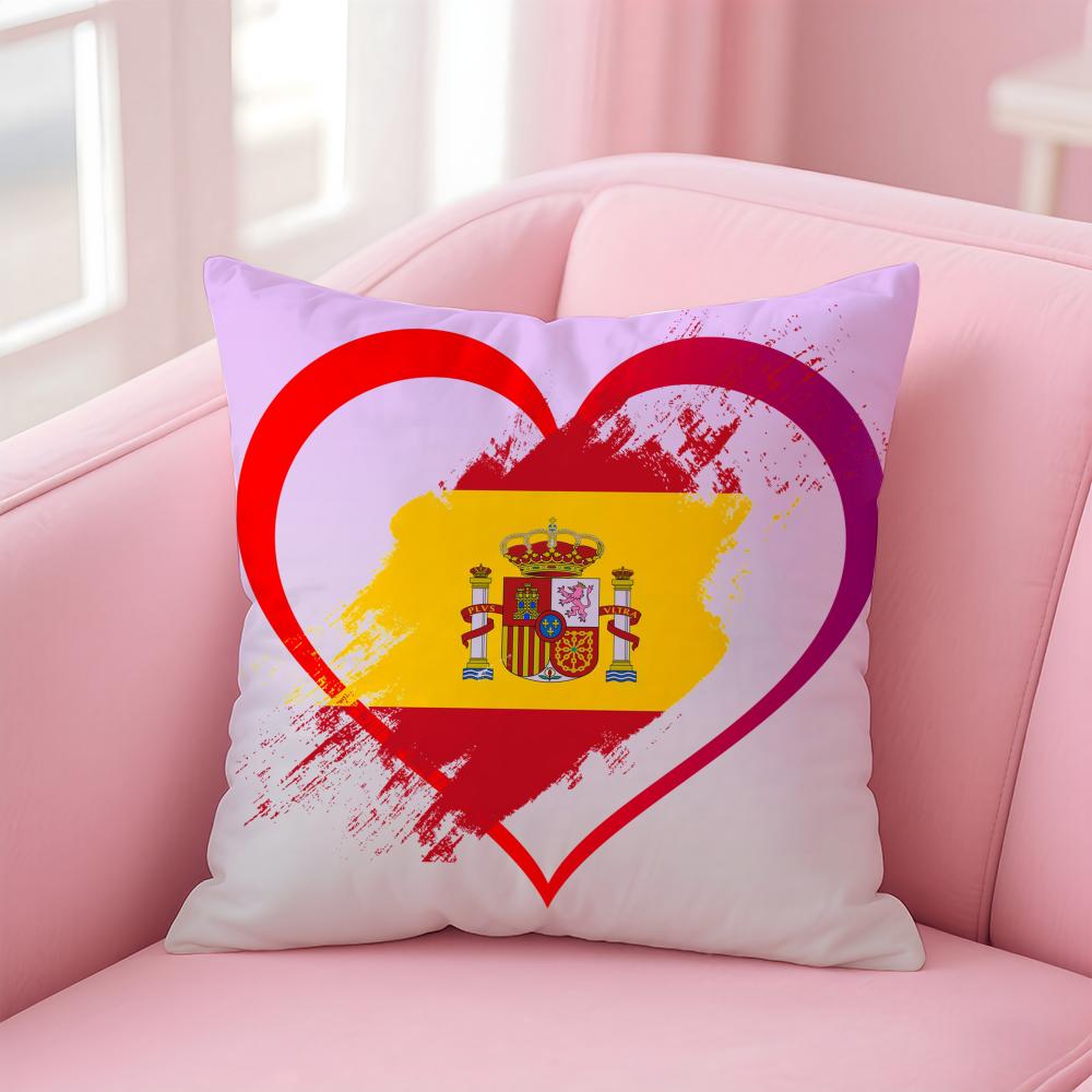 Spain ESP flag Cushion Cover EcoFriendly Odorless Healthy Pillowcase Soft  Comfortable KidSafe No Filling