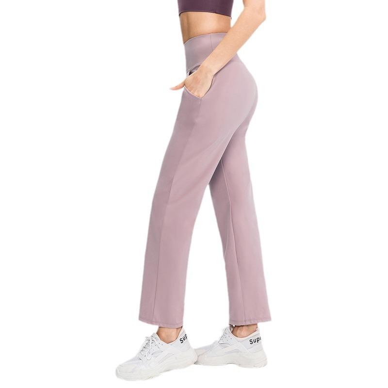 Модные повседневные удобные универсальные женские свободные штаны для йоги, двухсторонние, телесного цвета, приятные для кожи, с высокой талией, эластичные штаны для фитнеса и тренировок