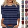 Ayollar uchun moda, kundalik, yetti chorak yengli, bir rangli, dumaloq yoqali top