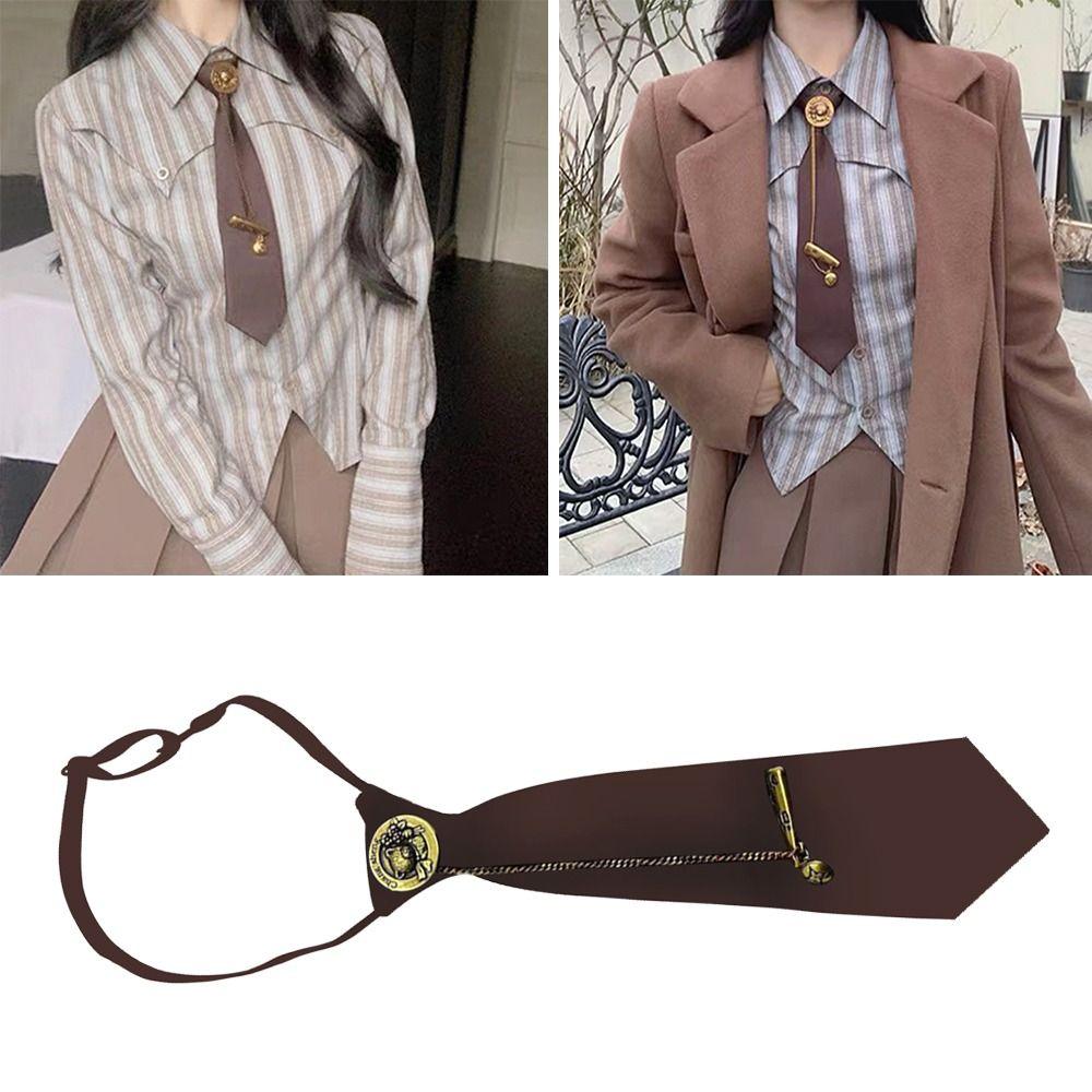 Japanese Chain Necktie Pre Tied Bowtie Neckwear Fashion JK Neck Tie for Men Women