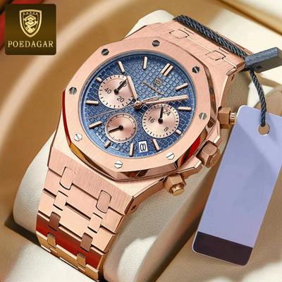 Роскошные мужские часы водонепроницаемые хронограф светящиеся мужские наручные часы из нержавеющей стали мужские кварцевые часы повседневные наручные часы