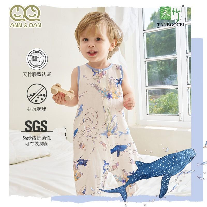 Baby Sleeping Sack Sleeveless Lightweight Bamboo Cotton Muslin Air Conditioner Wear Crawling Suit Infant Romper