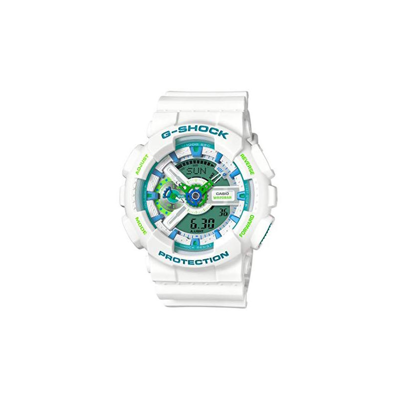 Casio Серия G-SHOCK с двойным дисплеем (ЖК/стрелочным) классическая серия классический циферблат с двойным дисплеем электронный механизм ремешок из смолы японский GA-110WG-7A