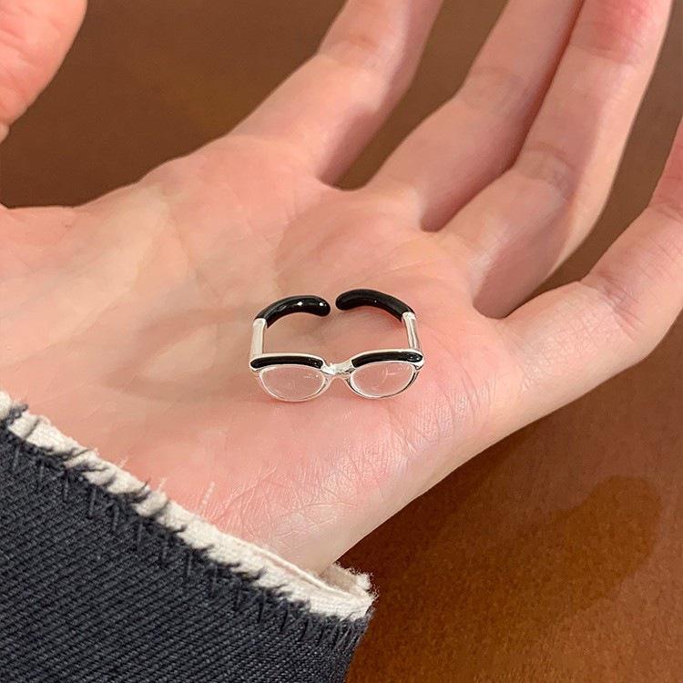 Women's Creative Personality Adjustable Glasses Ring - Niche Design, Versatile, Stackable, Open Style Index Finger Ring