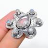 Natural Rainbow Moonstone, Topaz Gemstone 925 Sterling Silver Ring Size 7 m2Q90