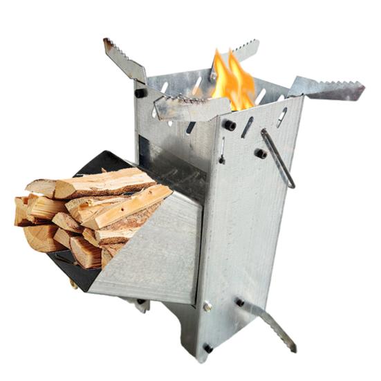 Дровяная походная ракетная печь для кемпинга, для пеших походов, путешествий, пикника, барбекю, из нержавеющей стали, портативная дровяная печь