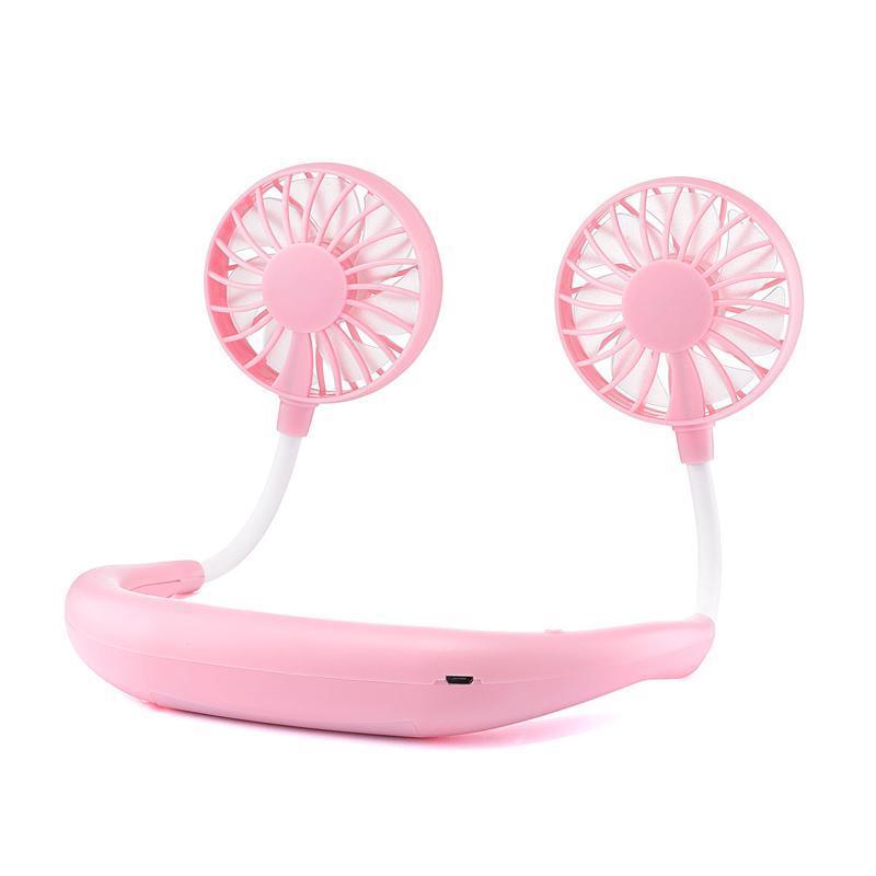 Портативный двойной вентилятор для шеи, USB перезаряжаемый небольшой офисный вентилятор, спортивный вентилятор для шеи на открытом воздухе