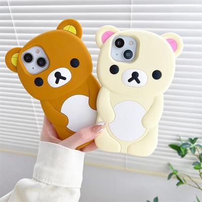 3D мультяшный чехол-медведь Рилаккума для IPhone 16 Promax 15 14 13 12 11 Pro Max Xs XR 6 7 8 Plus SE 5 5s 4s Мягкий силиконовый чехол
