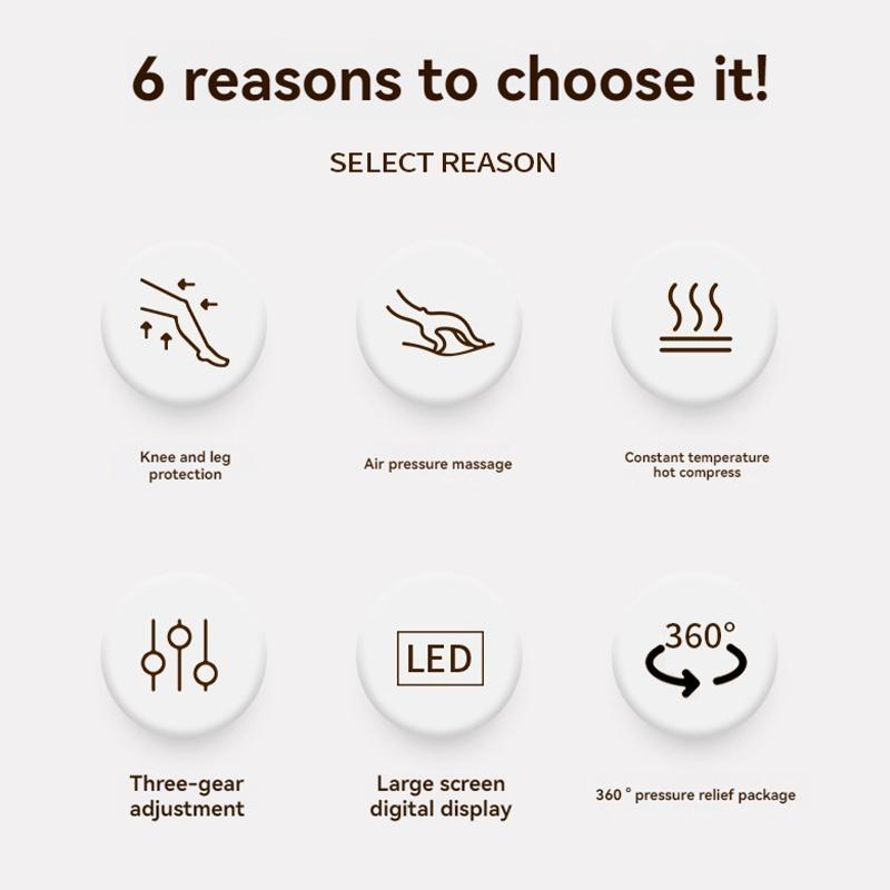 Электрический массажер для ног с воздушной подушкой, компрессионный портативный массажер с 3 скоростями, горячий компресс для бедер и голеней, обертывание на 360°, расслабление мышц
