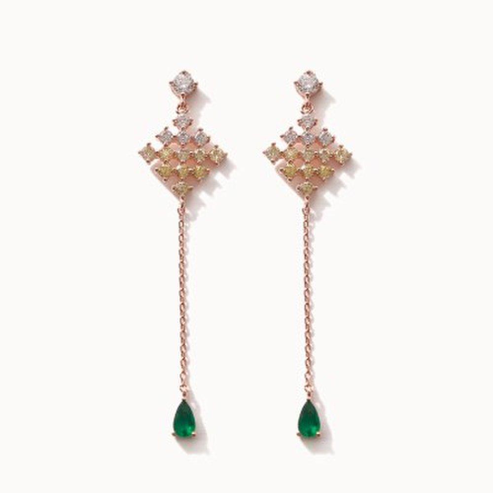 Jlauren M03307 Rose Gold Citrine Cubic Drop Earrings_(1227208)