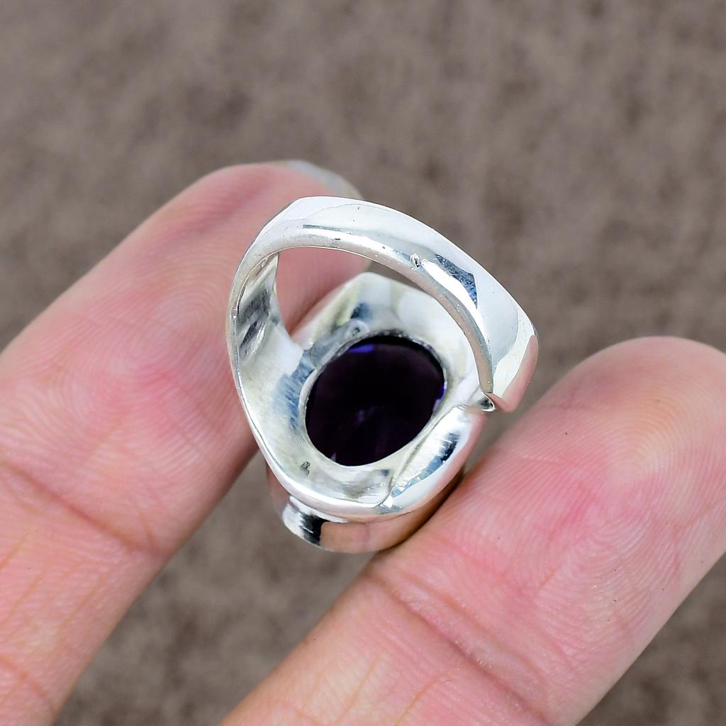 Amethyst Genstone Handmade 925 Sterling Silver Jewelry Ring Size 8 KKG-513