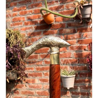 Ручная латунная антикварная ручка в виде головы рыбы Викторианская трость Деревянная трость в подарок