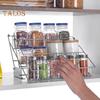 3-Tier Spice Rack Large Capacity Strong Load-bearing Easy To Install Retractable Kitchen Storage Shelf Seasoning Jar Organizer
