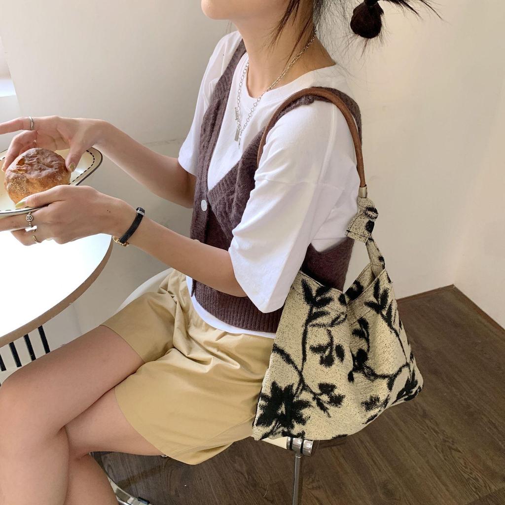 Women Literature Art Leisure Handbag Commuter Tote Crossbody Bag