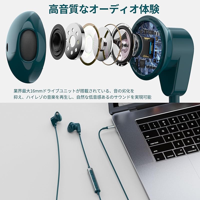 Earphones Wired with Microphone 3.5mm Jack Wired Earphones In-ear Type Earphones Call Available Volume Adjustment Noise Canceling Computer PC