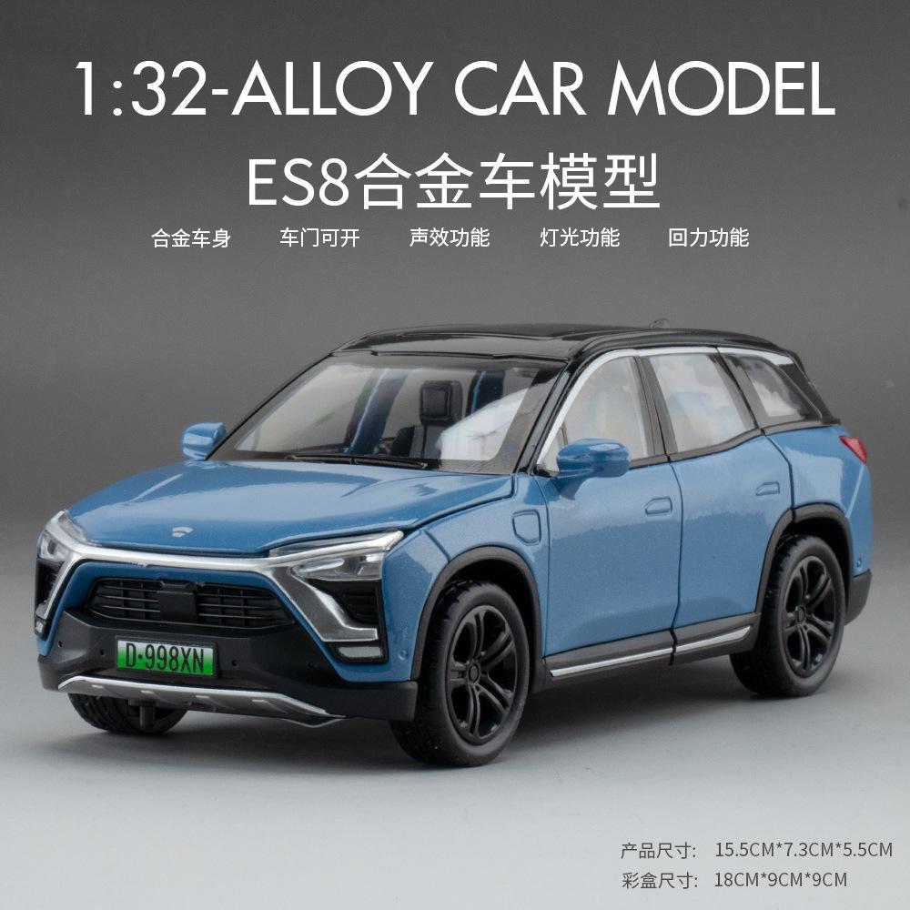 1:32 NIO ES8 Cars Toys Alloy Diecast Models Doors Opened Sound Light Pull Back New Energy Vehicles Present