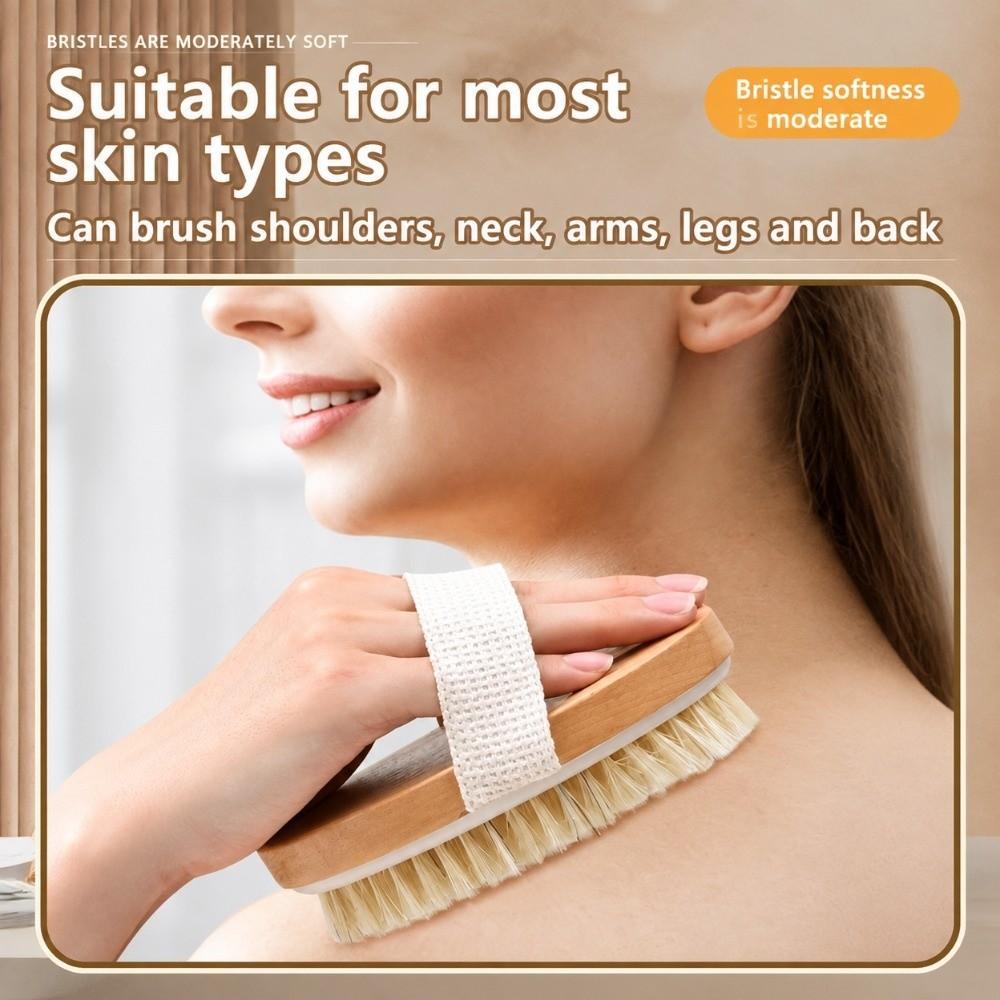 Wooden Handle Shower Scrubber Brush Hanging Rope Body Scrub Brush Bath Body Brush Daily Body Care