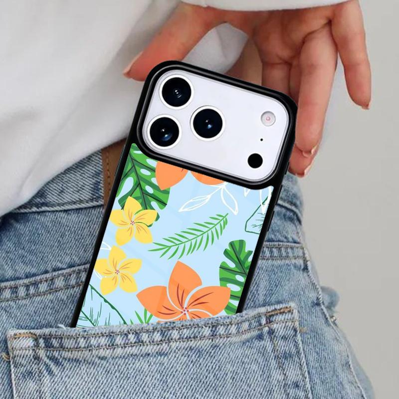 Летний тропический узор Чехол для телефона для iPhone 17 Pro Max 12 13 14 15 16e 17 Pro Max Plus Air Cover