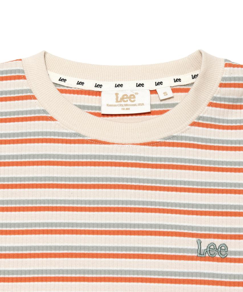 LEE Women Ribbed Stripe T-Shirt Orange