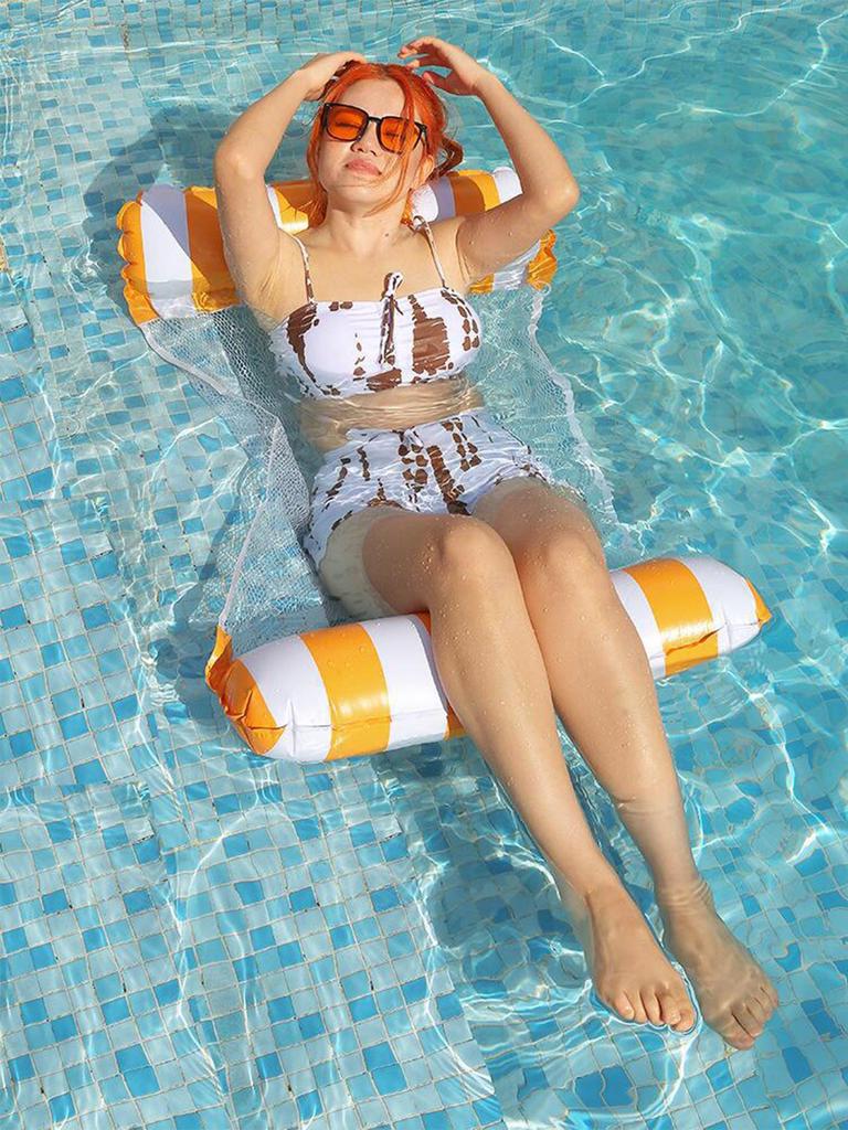 Foldable Water Hammock Summer Inflatable Floating Striped For Adult Swimming Mattress Sea Swim Ring Party Sunbathing Mattress