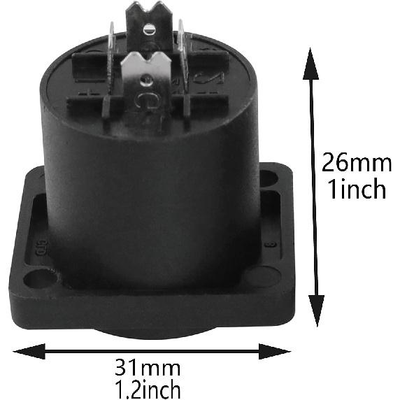 2PCS 4 Pole Square Female Panel Mount Socket Twist Lock Speaker Female Jack Panel Mount Socket Connector-Audio Speaker Jack Twist Lock