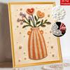 Pearl Painting Art Handmade Orange Vase Heart Flowers Bouquet Pearl Bead Wall Decor DIY Pearl Decoration Painting