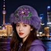 Warm Embroidered Hat New Winter High-end Bucket Hat Thickened Ear Protector Pearl Ethnic Style Fashion Women's Hat