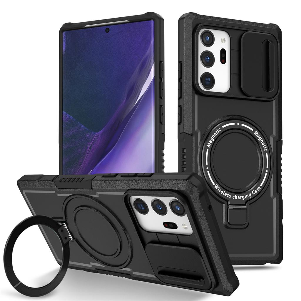 Magnetic Ring Samsung Phone Case For Samsung Galaxy S24 S23 S22 S21 Plus PLUG Ultra Magnetic Ring Camera Lens Stand Push Pull Camera Protect Cover