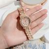 Роскошные женские часы с бриллиантами, элегантные брендовые кварцевые стальные часы-браслет, женские модные наручные часы с кристаллами циркона