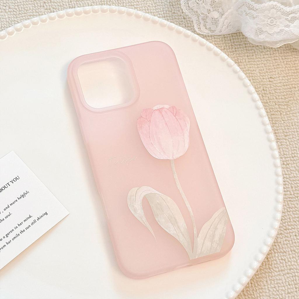 Beautiful and Suitable for Apple 16 Mobile Phone Case 17promax Gentle Powder Tulip Iphone1513 Silicone 11