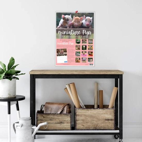 Miniature Pigs 2026 Wall Calendar Cute Baby Pig Animal 12 Monthly Calendar Piglets Gifts for Home Office Organizing Planning