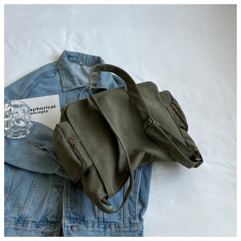 Моющаяся парусиновая сумка почтальона, винтажная мотоциклетная сумка через плечо, большая вместительная студенческая сумка на плечо, тканевая сумка