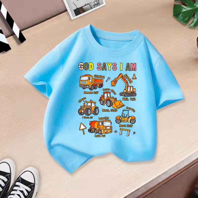Boys' And Girls' Fashionable Short-sleeved T-shirts For Summer, Children's Casual Printed Half-sleeved Tops